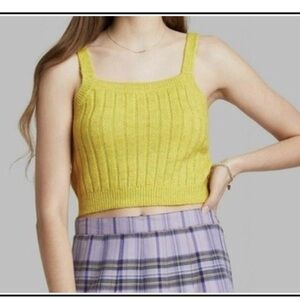 Acid Yellow Knit Crop Top